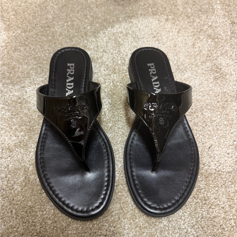 Prada Glossy Black Women's Sandals